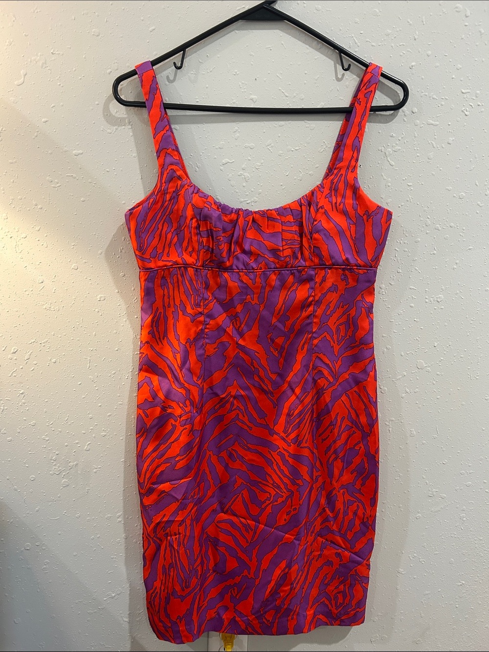 MILLY Bold Red & Purple Zebra-Print Tank Dress